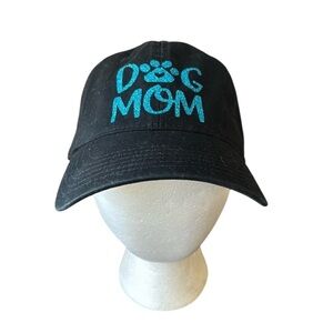 Dog Mom Black Blue Glitter Canvas Baseball Hat OS‎